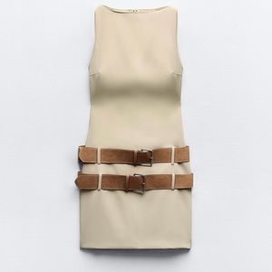 Zara double belted fitted dress